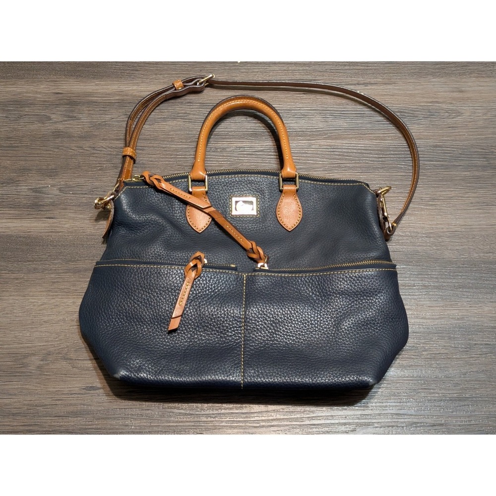 DOONEY & Bourke Dillen‎ Satchel Large Blue Leather Double Pockets Shoulder Bag